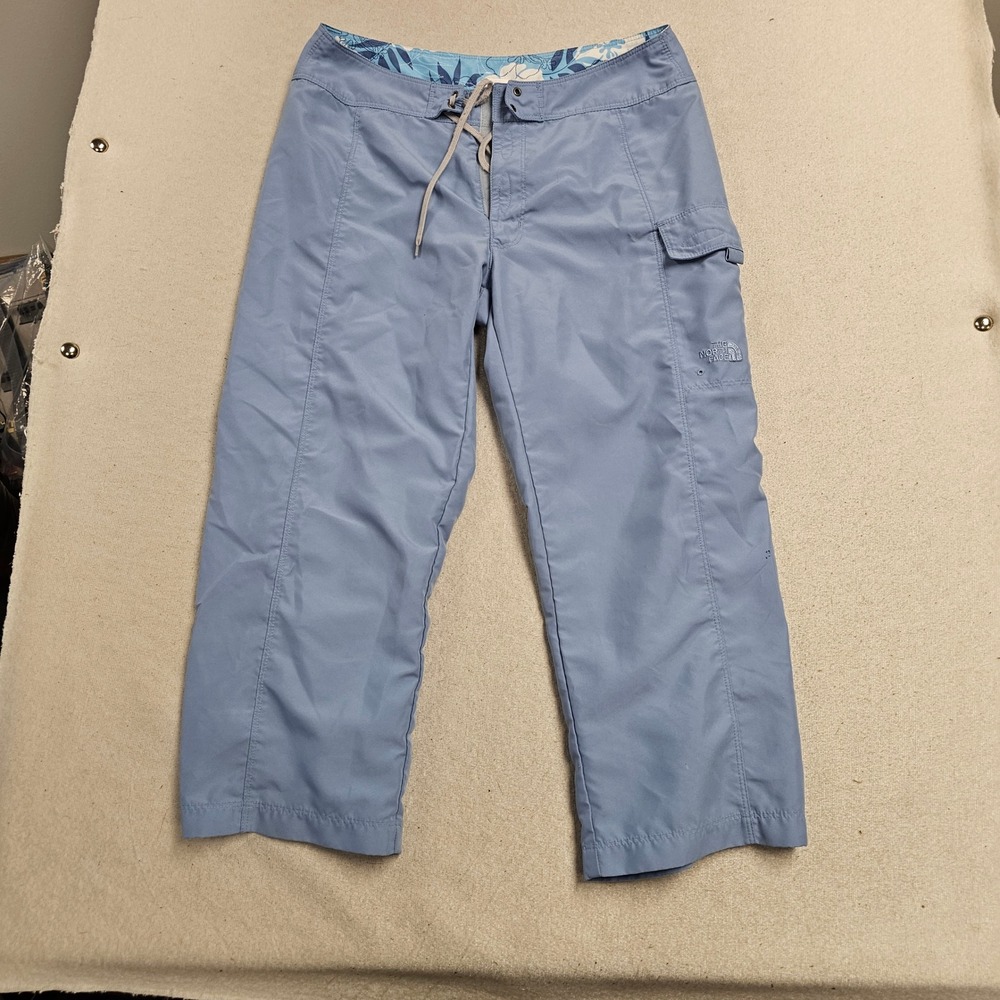 The North Face Womens Blue Outdoor Hiking Capri Pants Size 6 Drawstring Cargo